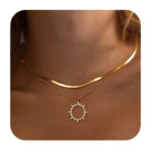 Sun Round Ring Wave Electric Electroplating Simi Asian Style Double-layer Necklace